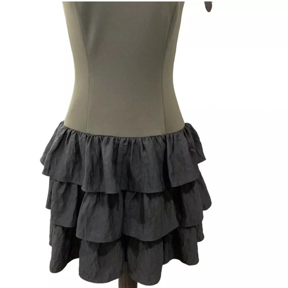 NWT RACHEL Rachel Roy Dark Green Black with Glitter Dress Tiered Ruffles - Picture 5 of 10